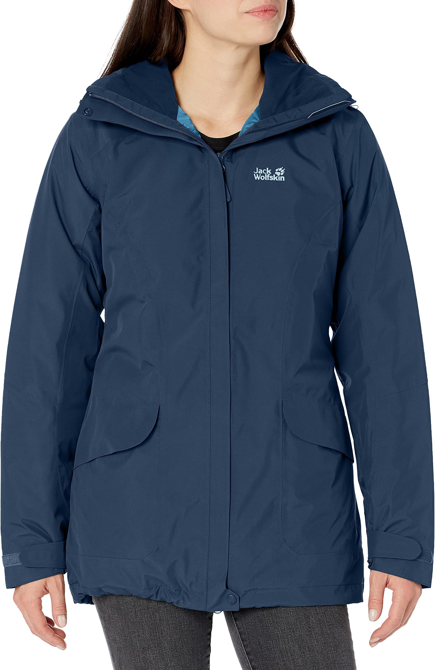 Jack Wolfskin Women's Kiruna Trail Waterproof Insulated Waterproof Rain Jacket, Midnight Blue, Medium