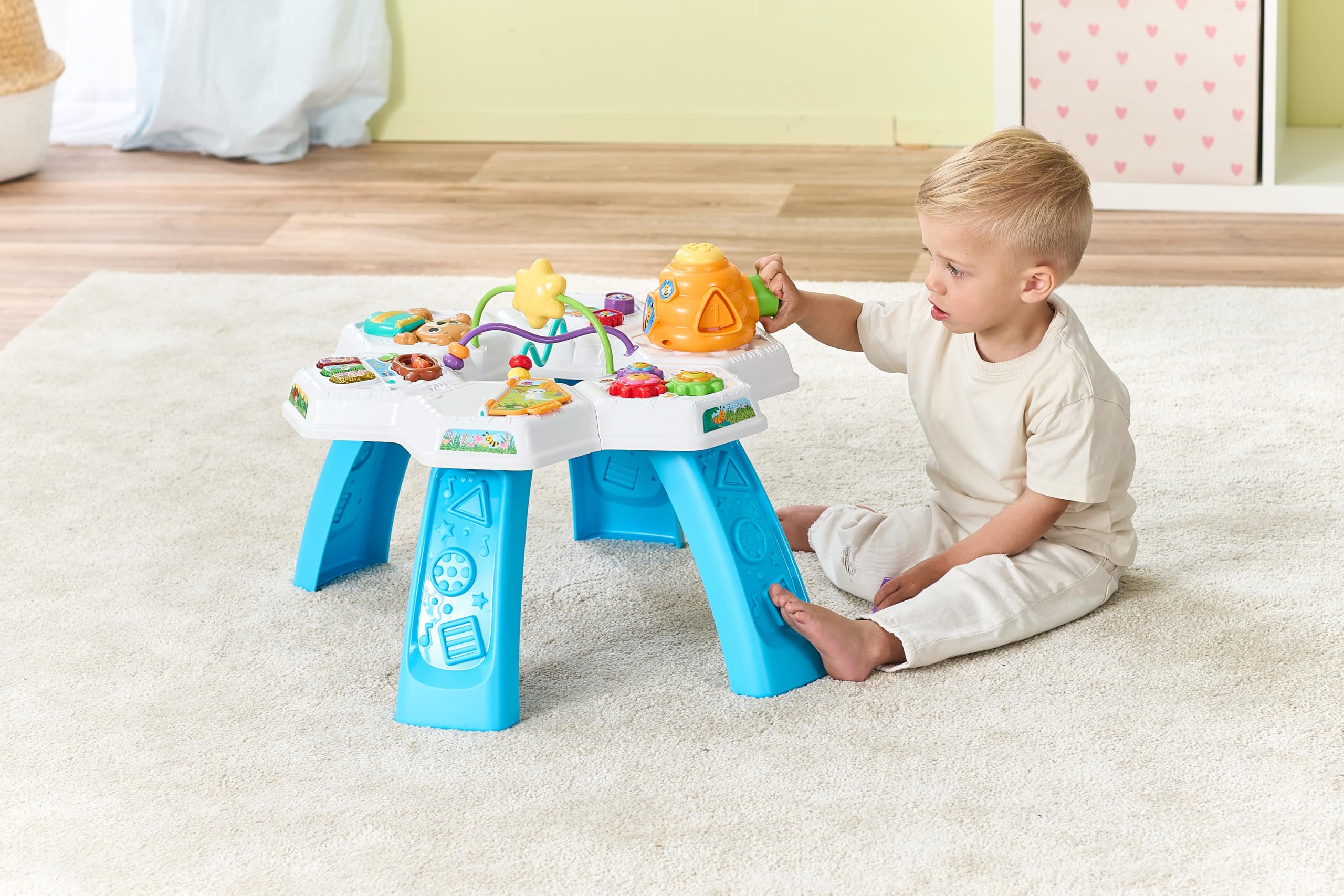 VTech Baby Busy Bee Table d'activité, Jeu interactif, chansons et mélodies, développe la motricité, Le développement sensoriel, la Cause et l'effet, Convient aux Enfants de 6, 9, 12 Mois et Plus