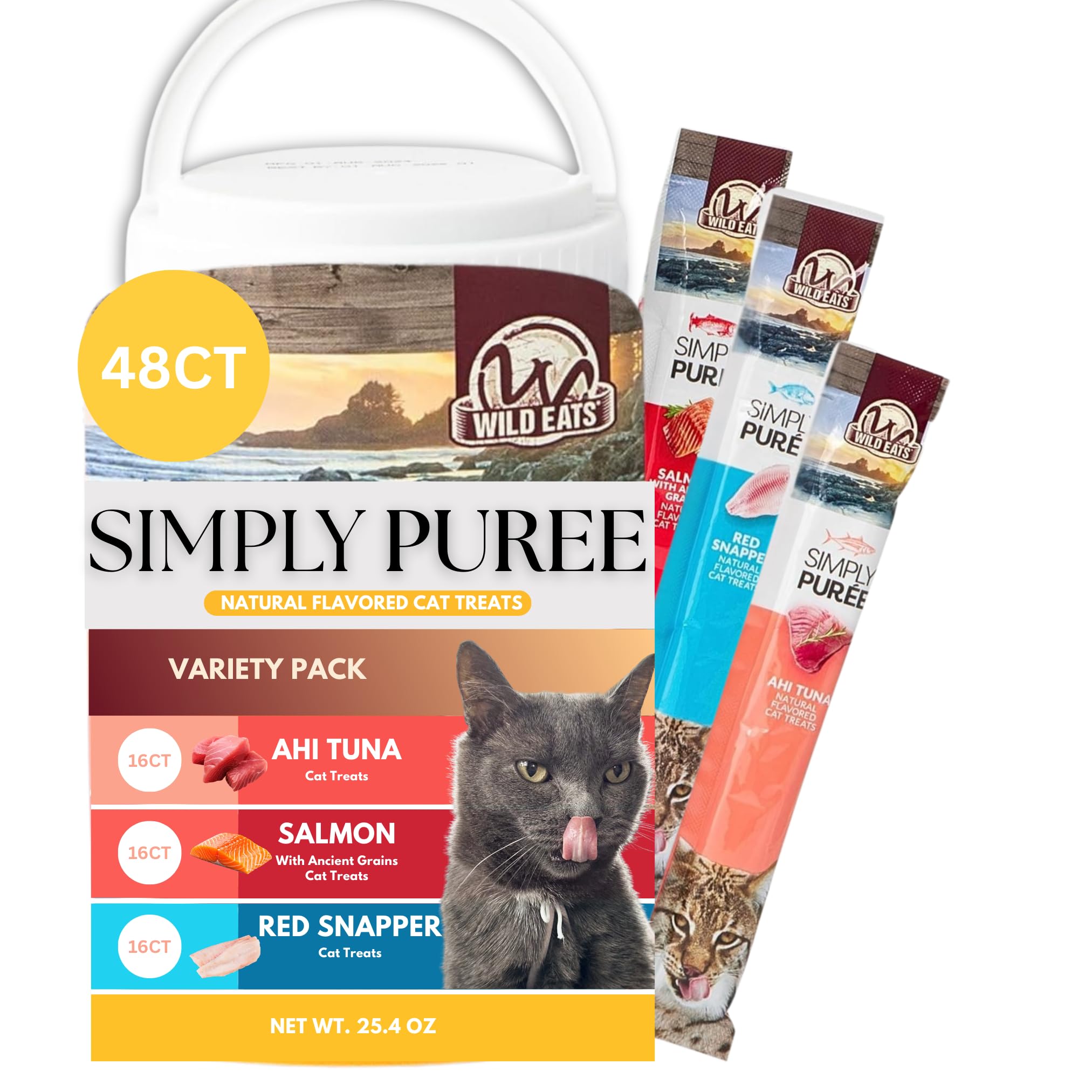 Amazon.com: Wild Eats Simply Puree Variety Tub for Cats | 48