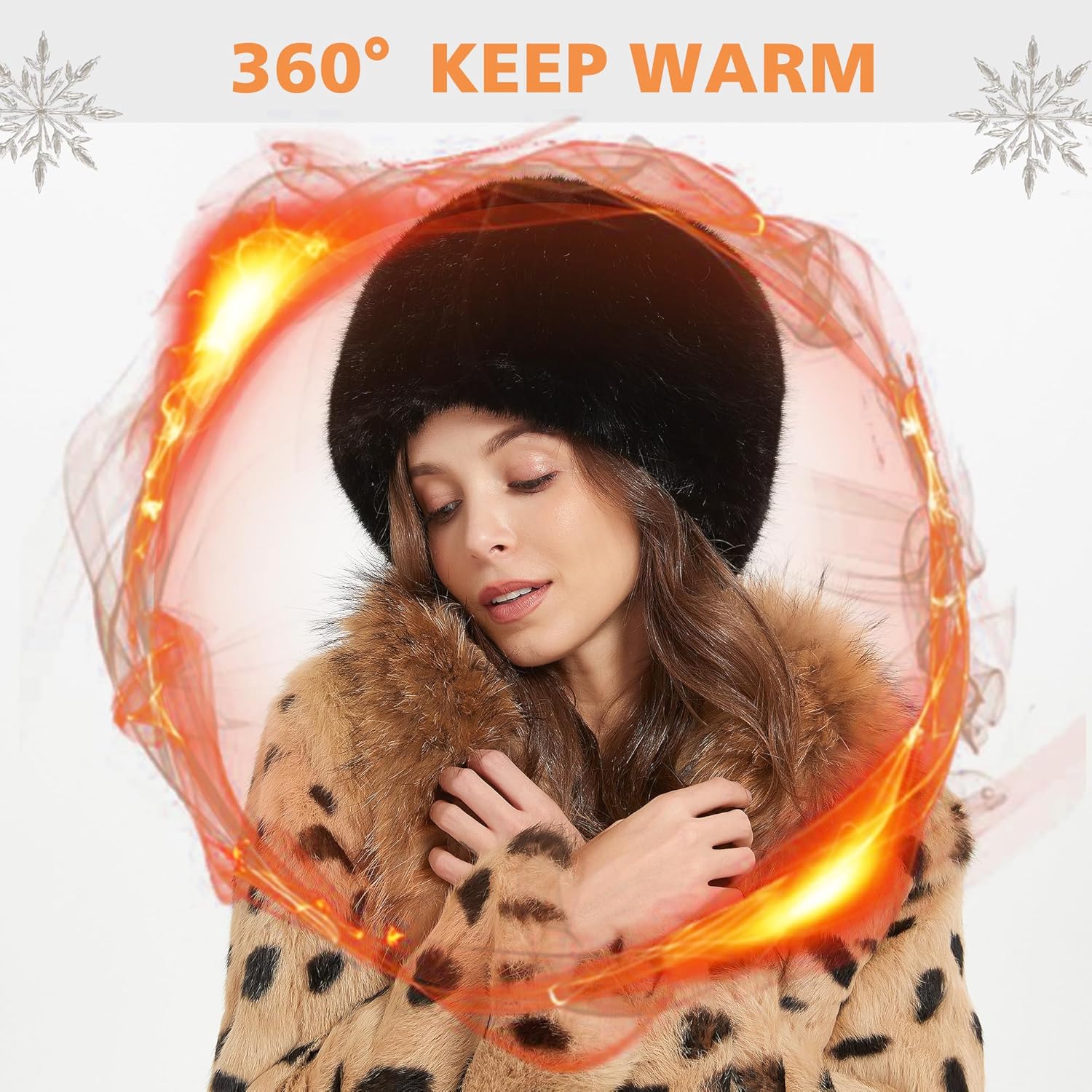 Winter Faux Fox Fur Hat for Women Beanie Skull Cap Furry Bucket Hat Ushanka Cossack Russian Style - Image 3