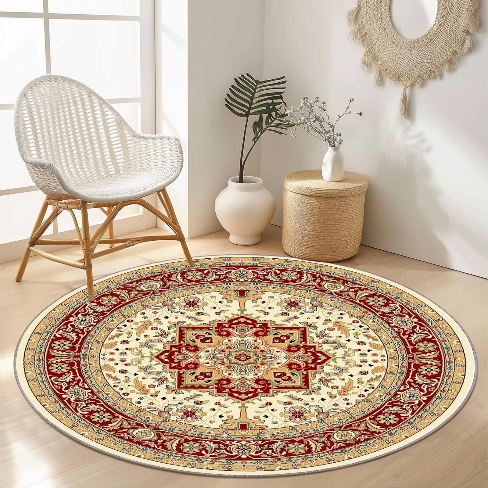 Amazon.com: Round Rug 2 x 2ft Area Rug - Indoor Vintage Hallway
