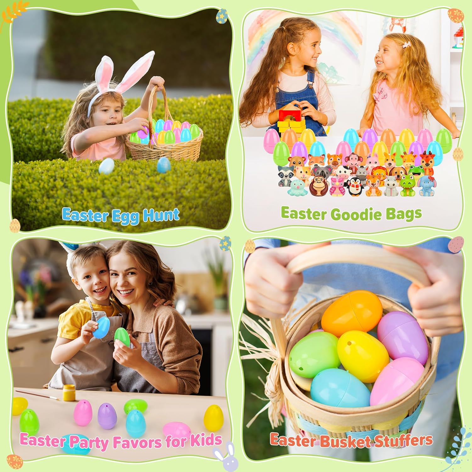 24 Pack Easter Eggs Fillers with Animal Squishy Toys Inside Toddler Easter Basket Stuffers Easter Egg Hunt Easter Party Favors for Kids