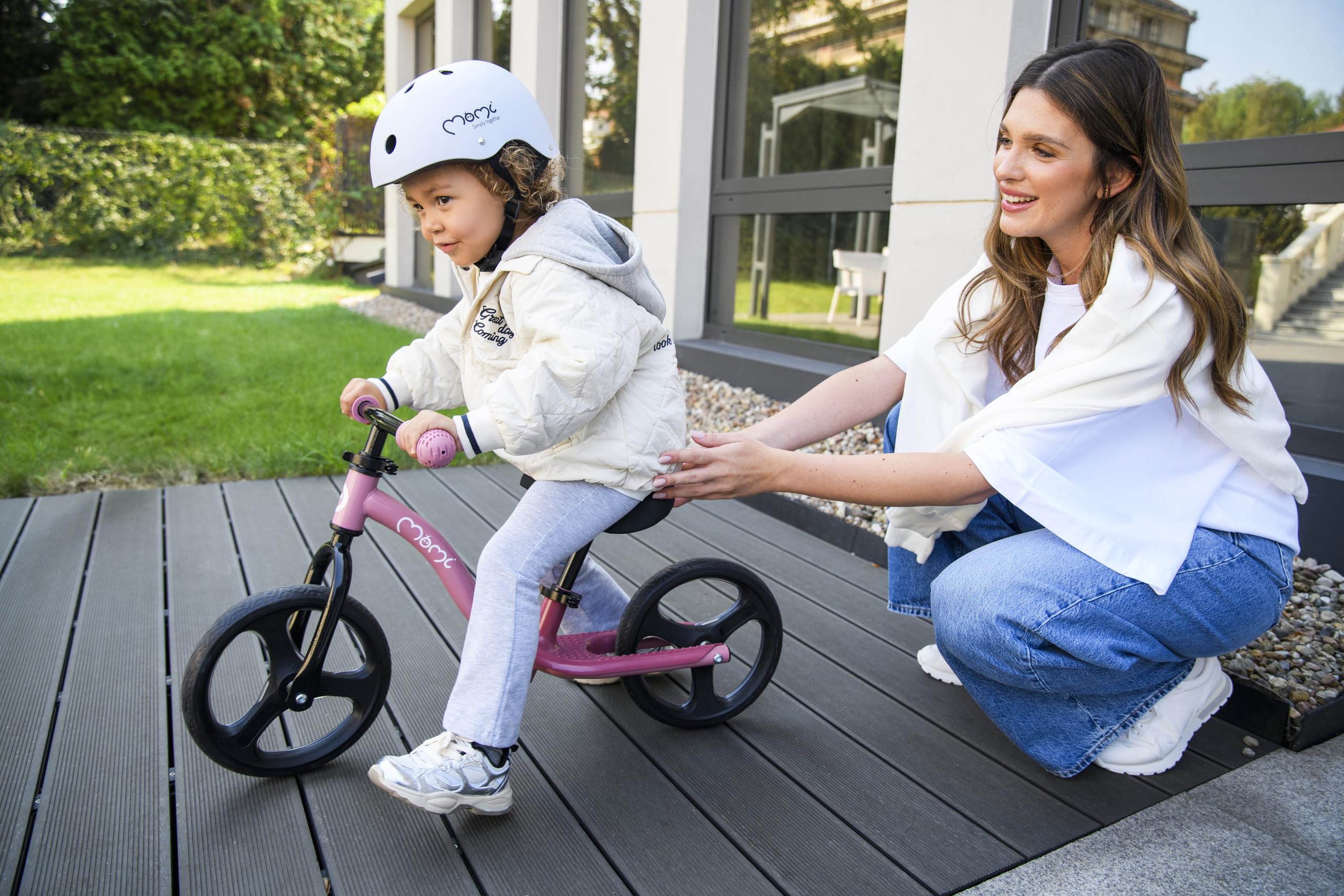 Momi Bicicletta senza pedali ISOKA per bambini 2+ anni (max 35 kg), telaio in metallo leggero 3,5 kg, regolazione altezza manubrio e sella senza attrezzi, ruote in gomma TPR con LED