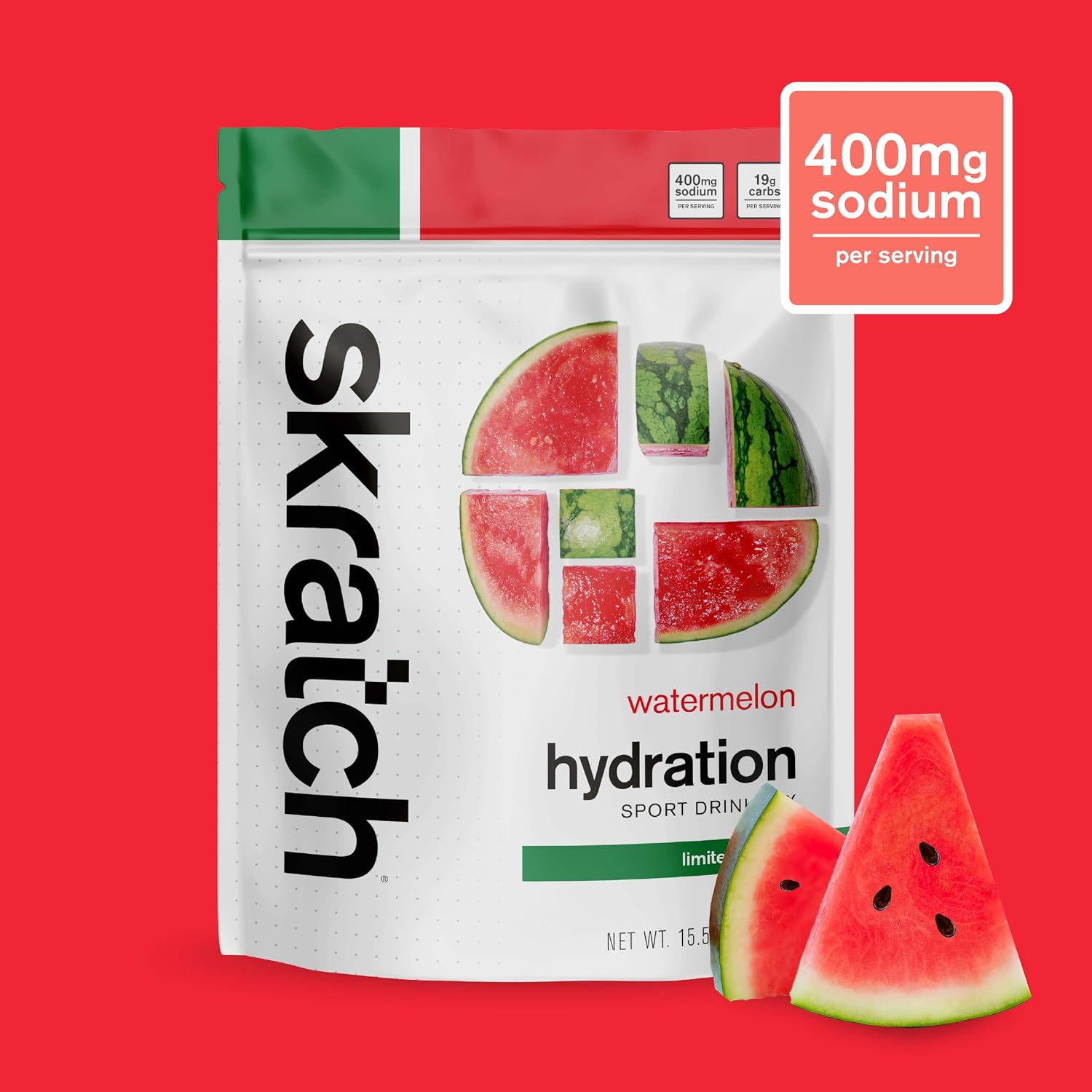 Skratch Labs Hydration Sports Drink Mix – Real‑Fruit Electrolyte Powder for Fast Hydration & Endurance | Watermelon | 20 Servings | Vegan, Non‑GMO, Clean Ingredients