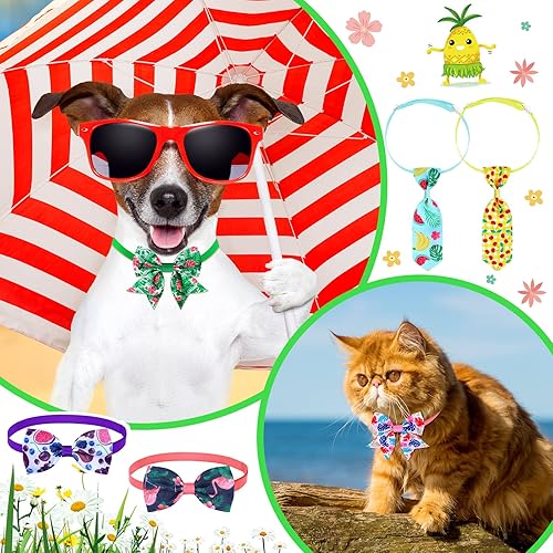 Miniatura 2 de Juego de 60 collares de corbata de lazo para perro corbatines de verano para gatos collares de corbatín ajustables para perros medianos y grandes 24