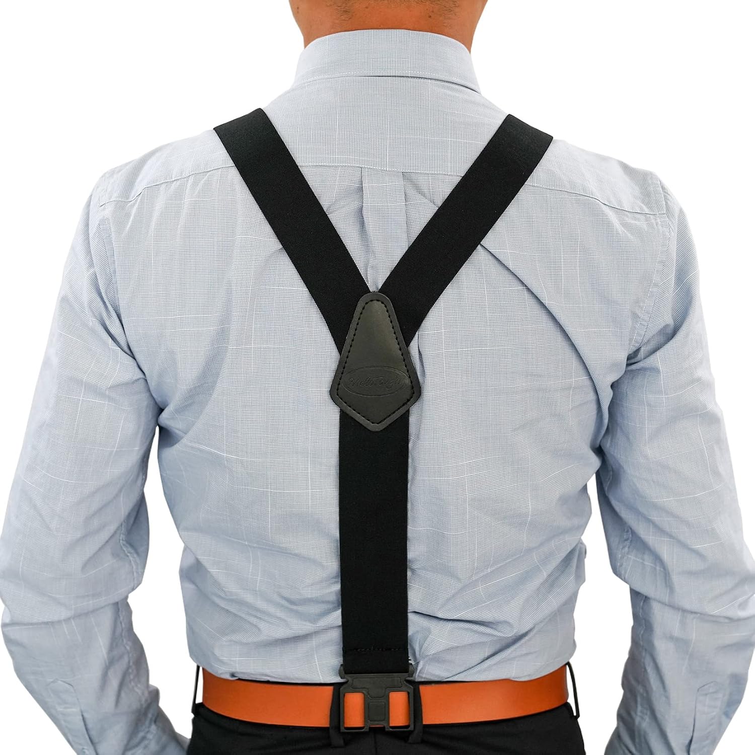 MELOTOUGH Belt Clip Suspenders for Men's Elastic Hook End Plastic Clip Suspenders Non Metal Airport Friendly