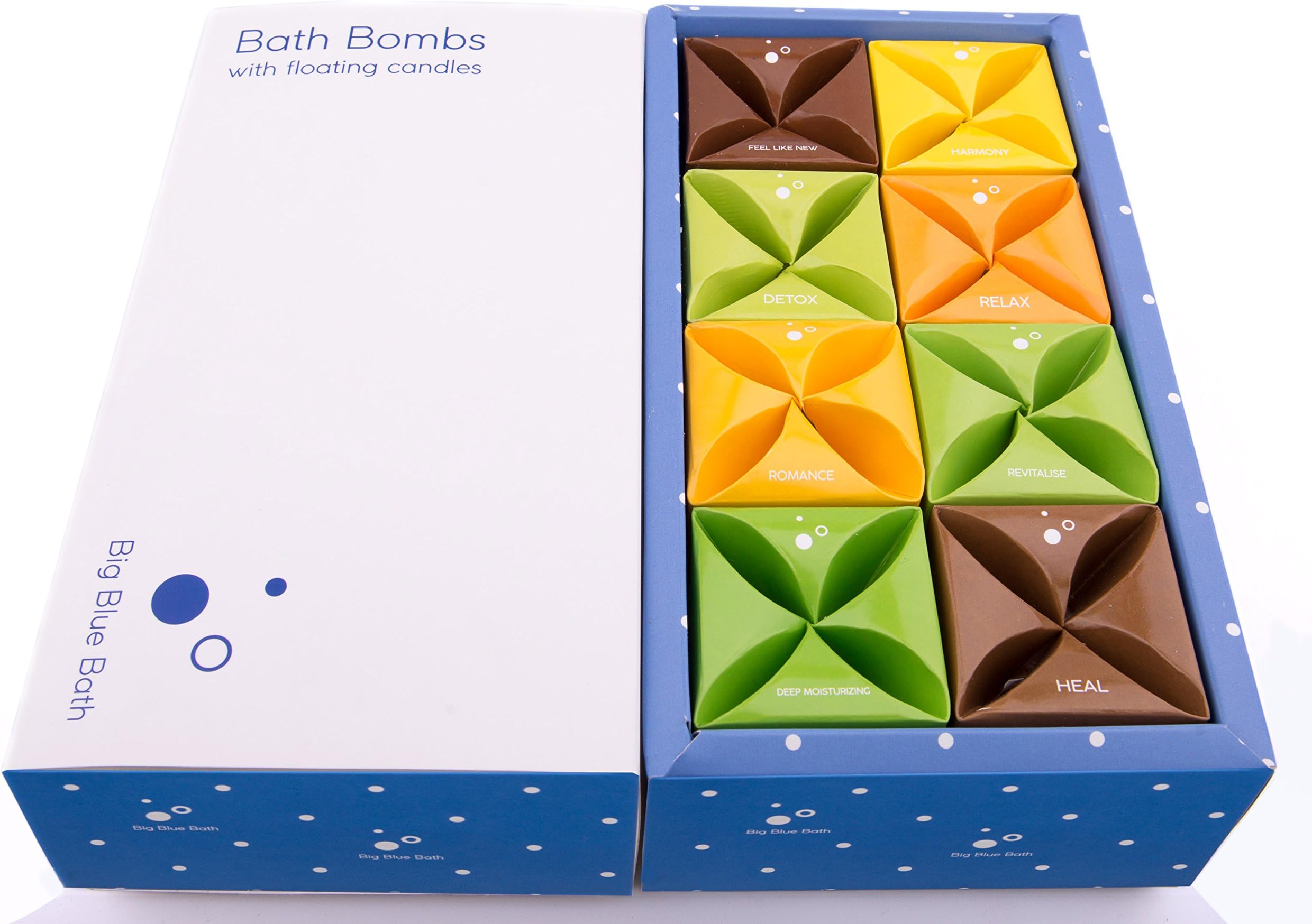 Bath Bombs Gift Set With Scented Candles - Large, Natural - Bath Gift Set Ideas For Women, Kids by Big Blue Bath