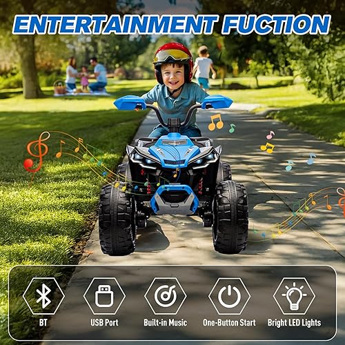 Miniatura 3 de Juguetes de paseo de 24 V para niños grandes, ATV de 2 plazas para niños, ruedas eléctricas con suspensión de 4 ruedas, luces LED, música,