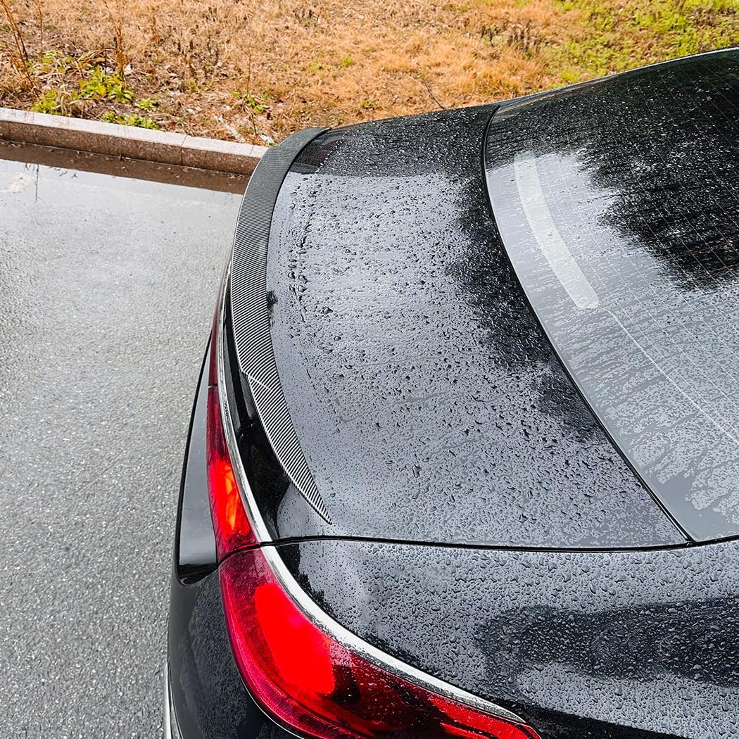 Rear Trunk Top Spoiler Lip tail wing Car Styling Tuning Body Kit Accessories Black, Compatible with Benz E-Class W214 E260 E300 2024 UP,Carbon Fiber Look, normal