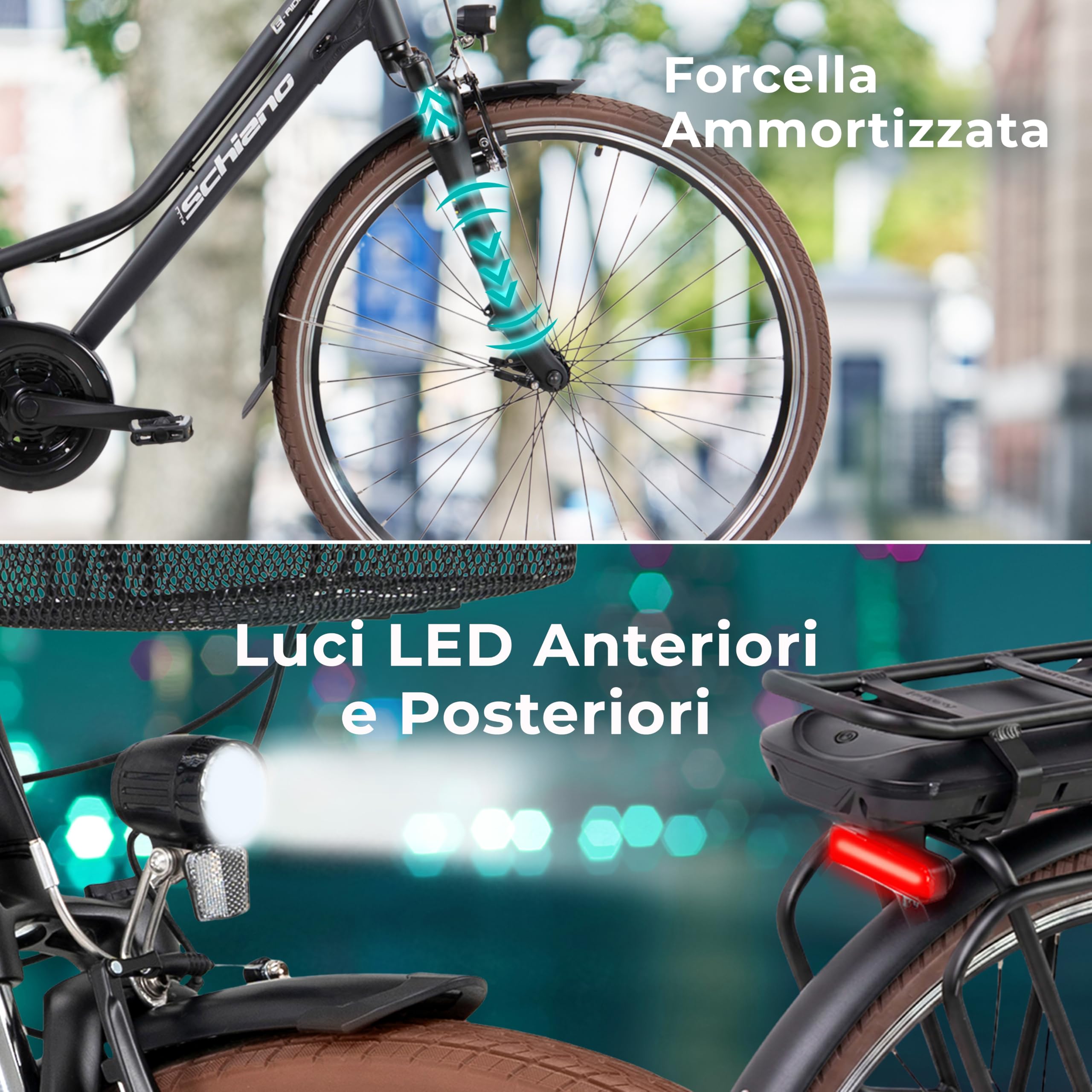 F.lli Schiano Bici Elettrica Uomo Donna 28", Batteria 540Wh, E-Ride