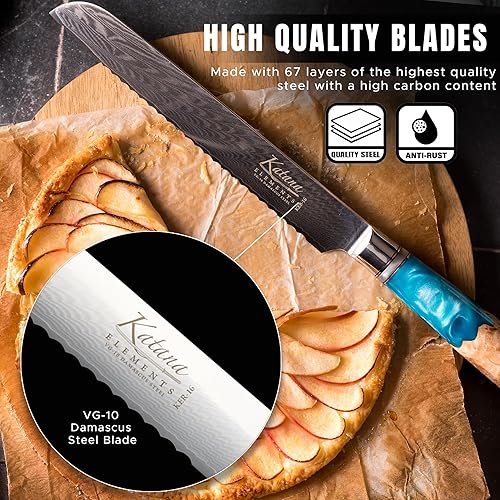 Miniatura 9 de GRUNWERG Rockingham Forge - Juego de 6 cuchillos con bloque de madera, 5 cuchillos de cocina especiales con bloque de madera, cuchillas de acero