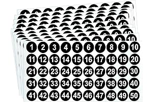 1 Inch Black Round Number Stickers for Fast Identification