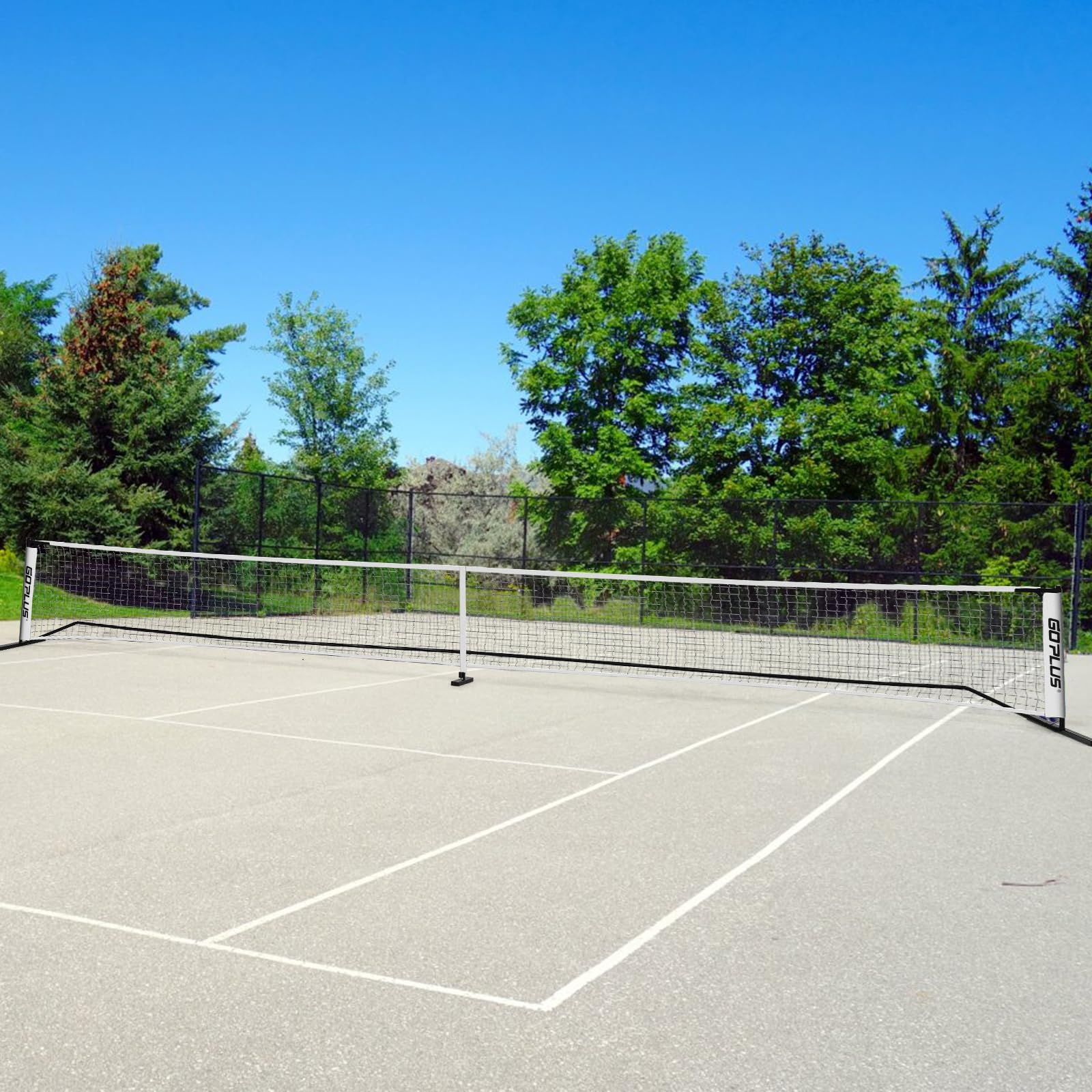 GYMAX Filet de Pickleball Portable 670X92CM en Polyester Durable, avec Base Stable & Sac de Transport en Oxford, Réglage Rapide, Idéal pour Intérieur/Extérieur/Gym/Cour