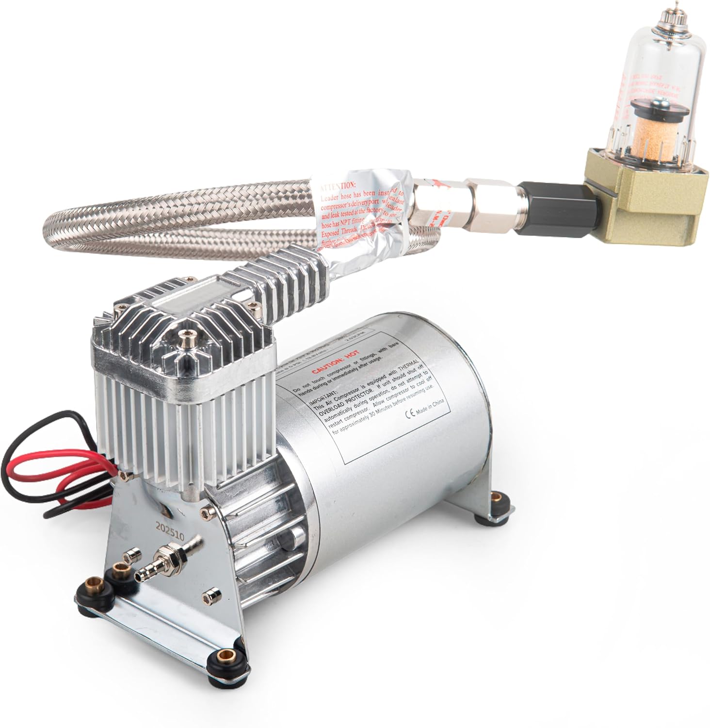 12V 150PSI Air Horn Suspension Compressor Kit Heavy Duty 3/8 NPT Mini Onboard with 1/4 NPT Adapter for Car Train Truck Horn/Bag/Suspension Silver