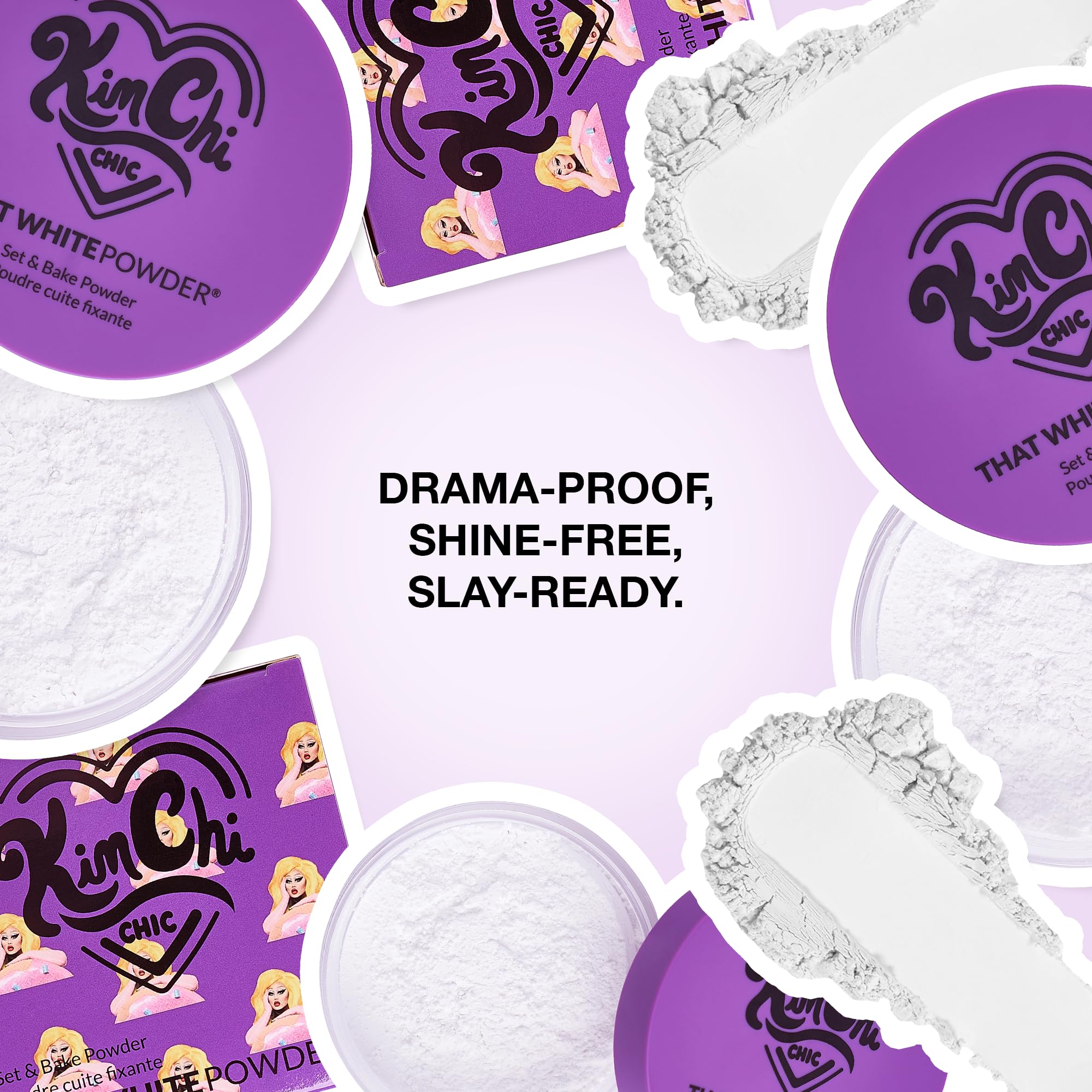 KimChiChic Beauty That White Powder Set & Bake Loose Setting Powder Makeup | Puder do twarzy z krzemionką i witaminą E, matowe wykończenie aerografem, kontrola oleju, z pudru, biały, 0.70 oz / 20 g