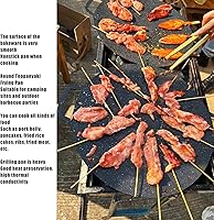 Vista 3 de Sartén para barbacoa, parrilla coreana de hierro fundido antiadherente, sartén redonda portátil con asas dobles para el hogar, cocina, camping