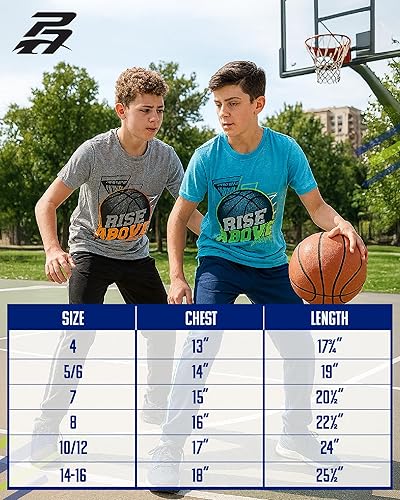 Miniatura 7 de Pro Athlete Camisas atléticas para niños, paquete de 4 camisetas de ajuste seco ligeras de rendimiento para niños Dri Fit (tallas 5-16)