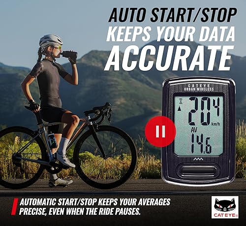 Miniatura 9 de CATEYE Urban Wireless Bike Computer – Analog Speedometer & Odometer with Calorie Tracking, FlexTight™ Mount, Auto Start/Stop, Programmable Odometer