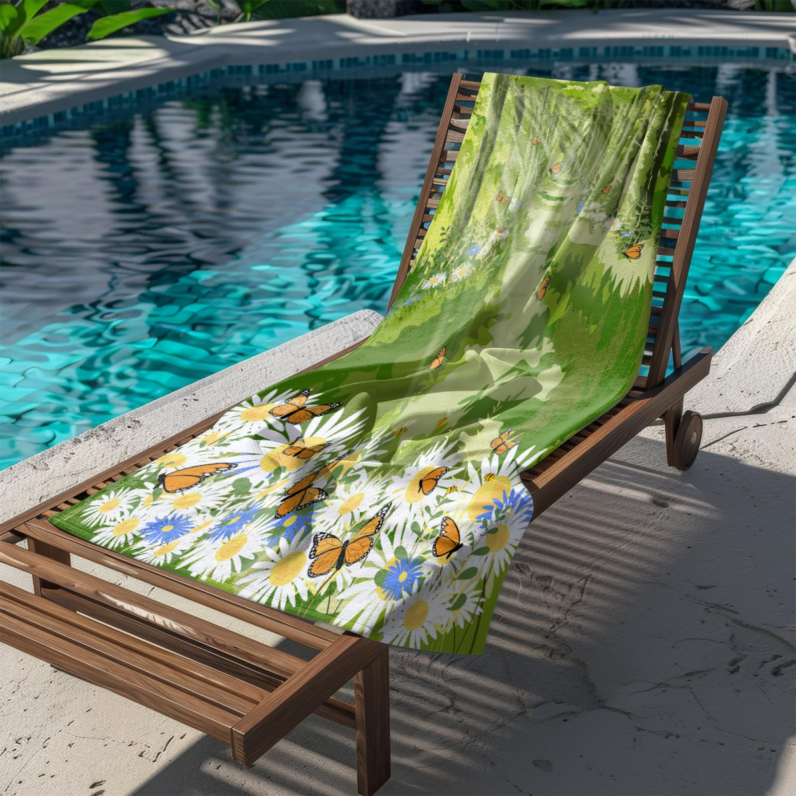 Toalla Playa Mariposa Verde Toallas Baño Suave Toalla Microfibra Sin Arena Toallas de Baño Piscina Ducha Absorbente Secado Rápido Beach Towel para Viajes, Natación, Camping 150x180cm