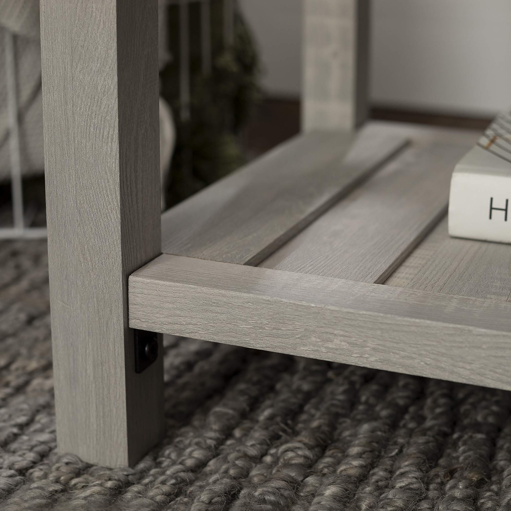 Walker Edison Farmhouse Square Side Accent Table Set-Living-Room Storage End Table with Storage Door Nightstand Bedroom, 18 Inch, Stone Grey