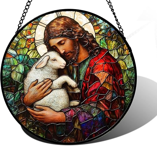 Miniatura 11 de Vitral para colgar en la ventana, atrapasoles de escena nocturna de Van Gogh, panel de cristal colorido, atrapasoles de cielo estrellado, decoración