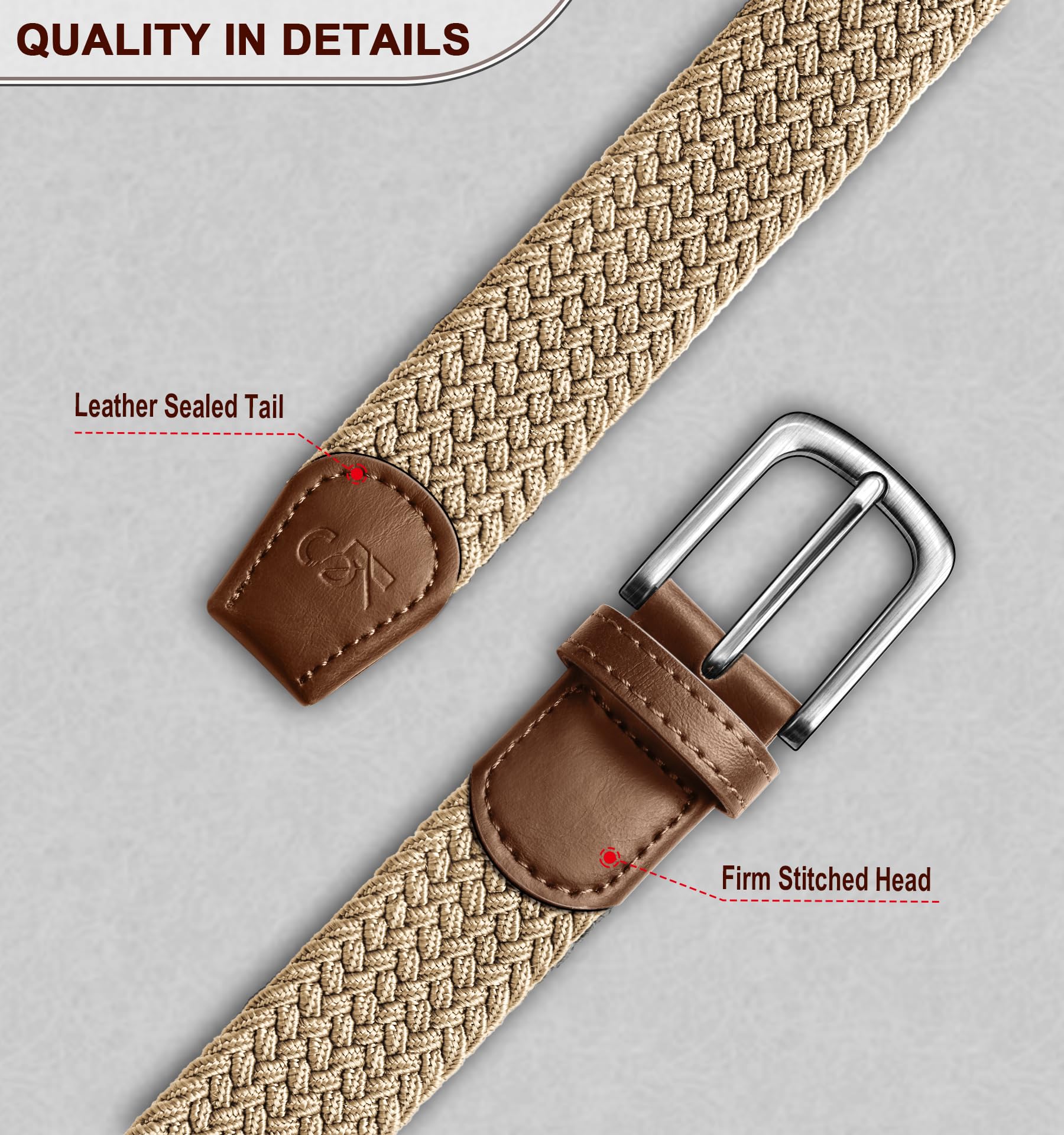 KEMISANT Men's Golf Belt 2 Pack-Braided Woven Stretch Belt for Gift Men Casual Jeans Sports Work 1 3/8"