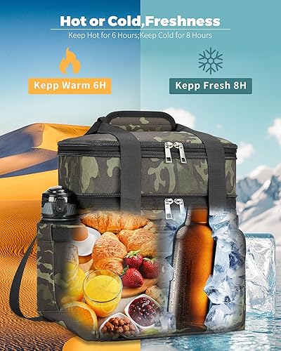 Miniatura 4 de Lonchera aislada y lonchera para hombres – Bolsa de almuerzo reutilizable de doble cubierta para mujeres, bolsa enfriadora a prueba de fugas, suave