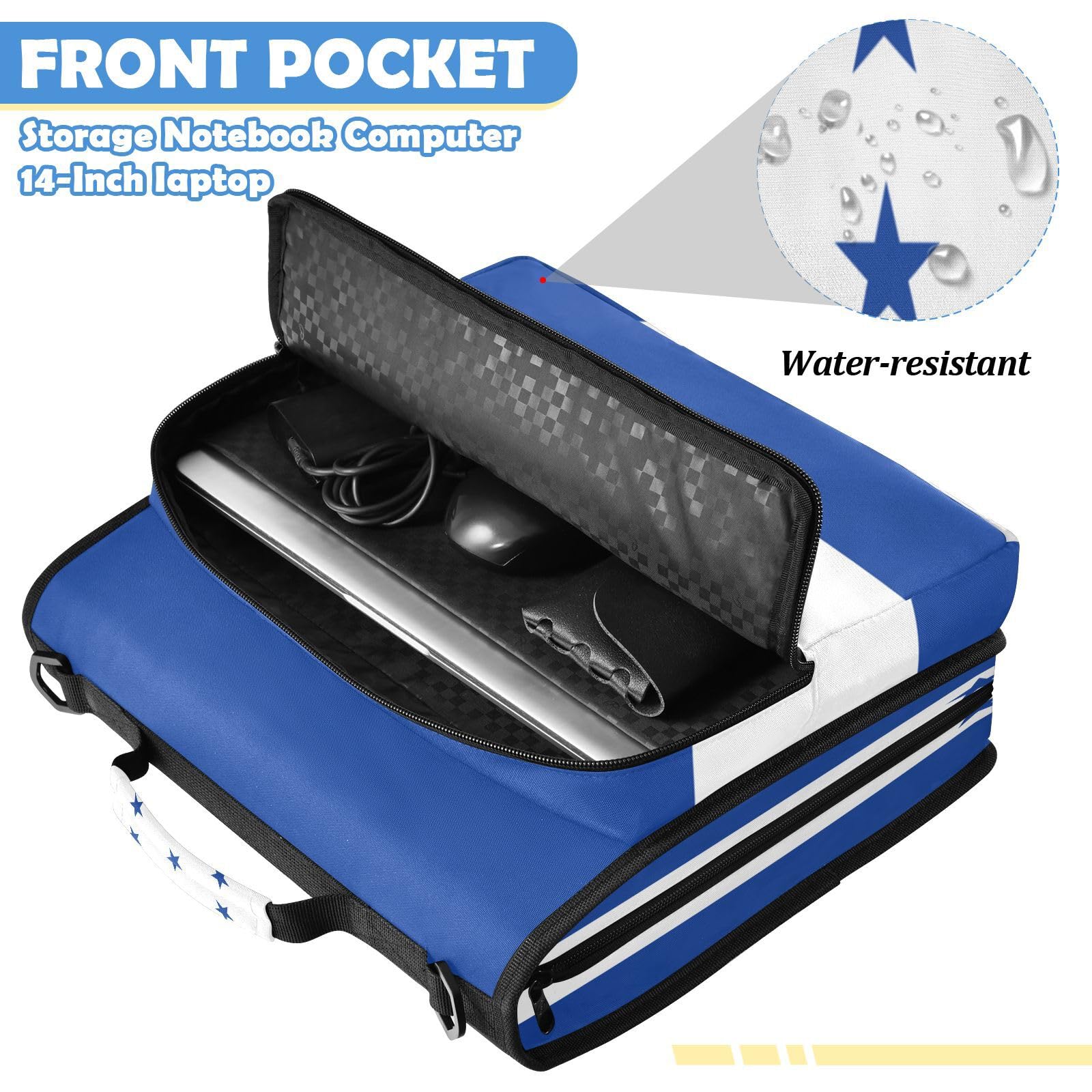 Bolsa de carpeta de 3 anillos con cremallera resistente al agua, organizador de portafolios impreso completo con anillos de 2 pulgadas, se adapta a laptop de 14 pulgadas para la escuela y la oficina