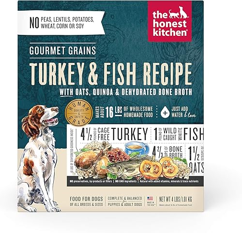 Miniatura 7 de The Honest Kitchen Gourmet Grains - Alimento deshidratado para perros con pavo y pescado blanco, caja de 10 libras