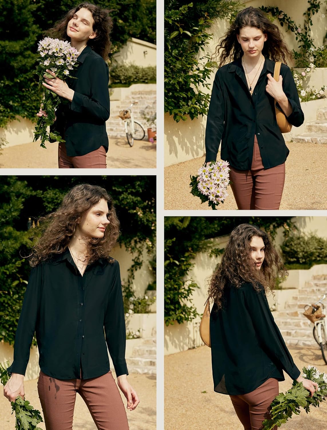 COLD POSH 100% Pure Silk Blouses for Women Long Sleeve: Women's Button-Down Elegant Shirts Lapel Luxurious Casual Blouse - Image 5