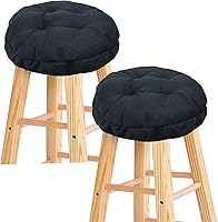 Vista 8 de HFCNMY Cojines para taburetes de bar, paquete de 2 fundas de asiento redondas acolchadas con bandas elásticas y parte inferior antideslizante