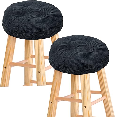 HFCNMY Cojines redondos para taburetes de bar, paquete de 2 fundas de taburete redondas, fundas acolchadas con bandas elásticas, parte inferior