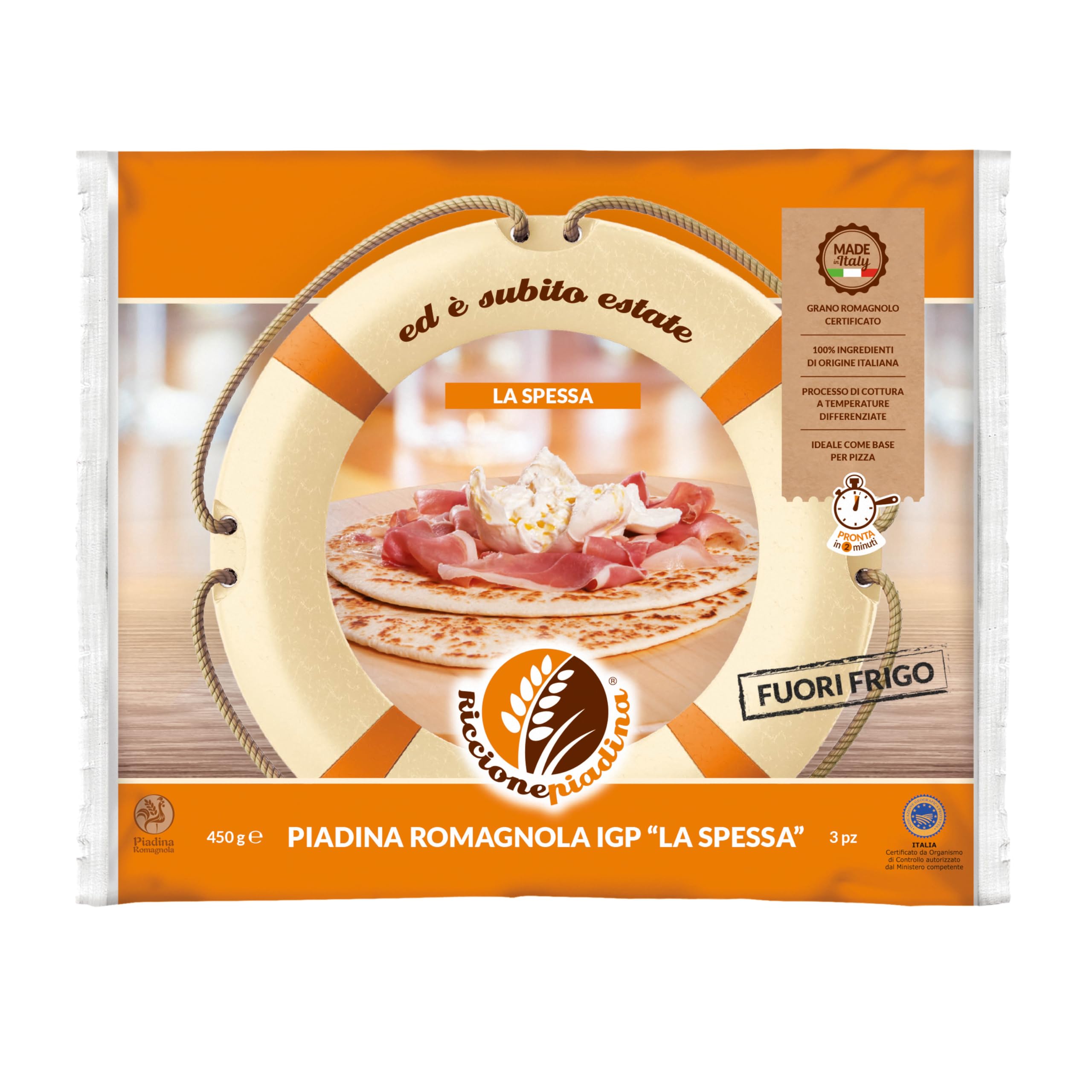 Piadina Romagnola IGP La Spessa Fuori Frigo - 10 Confezioni da 3 Piadine (450 g) - Alta e Soffice, Ideale come Base per Pizza, Grano Romagnolo Certificato