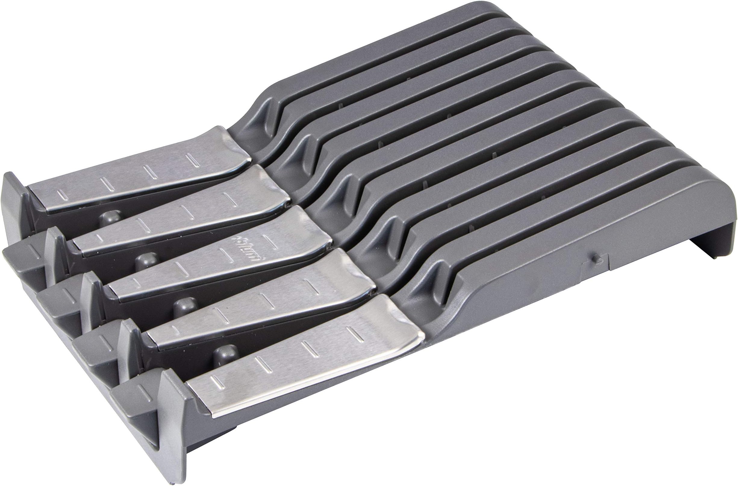 Blum Tandem Box Cutlery Tray Kitchen Knife Holder ZSZ.02M0 for Kitchen Drawers | Plastic Orion Grey Matte - Stainless Steel Matte | Depth: 260 mm | 1 Piece - Drawer Organiser for Knives