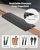 Vista 13 de VEVOR Rampa de cubierta de cable de caída de 3 piezas, capacidad de carga de 2,000 libras/eje, rampa protectora de manguera de cable resistente
