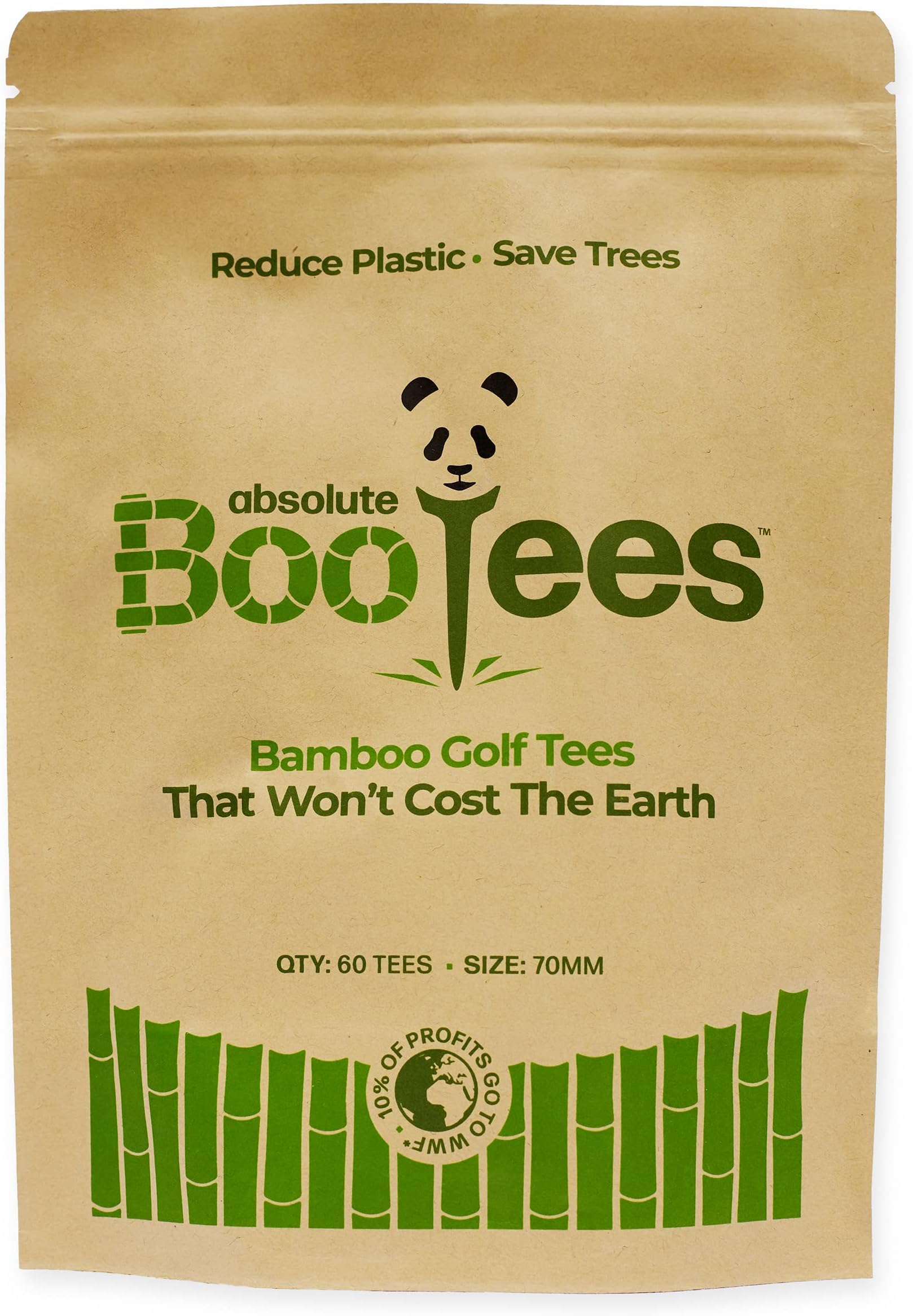 Bamboo Golf Tees Strong Biodegradable Sustainable 70mm 30 | 60 | 100 pcs