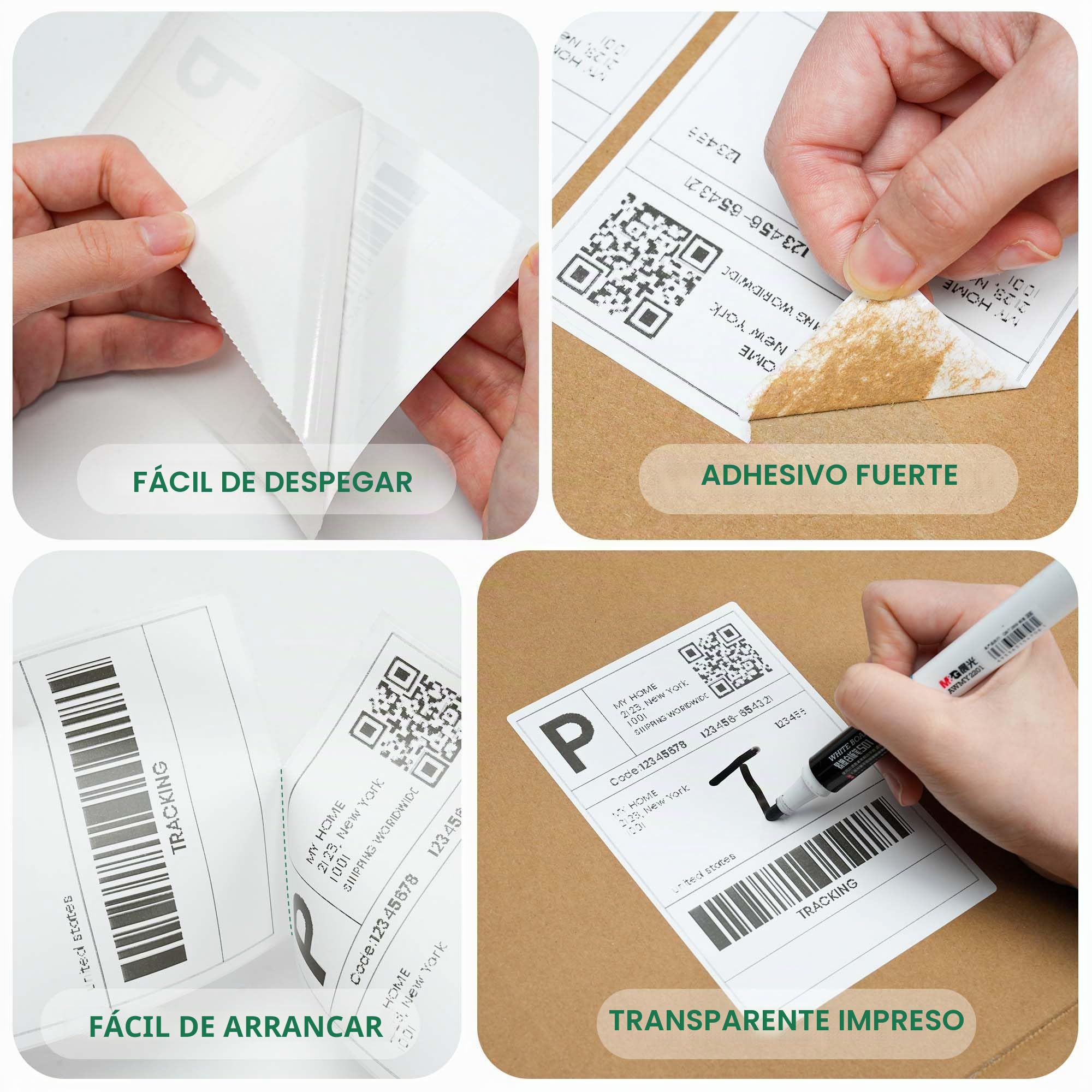 TAPEBEAR Etiquetas Térmicas 10x15cm 1000 Unidades en Fan-Fold