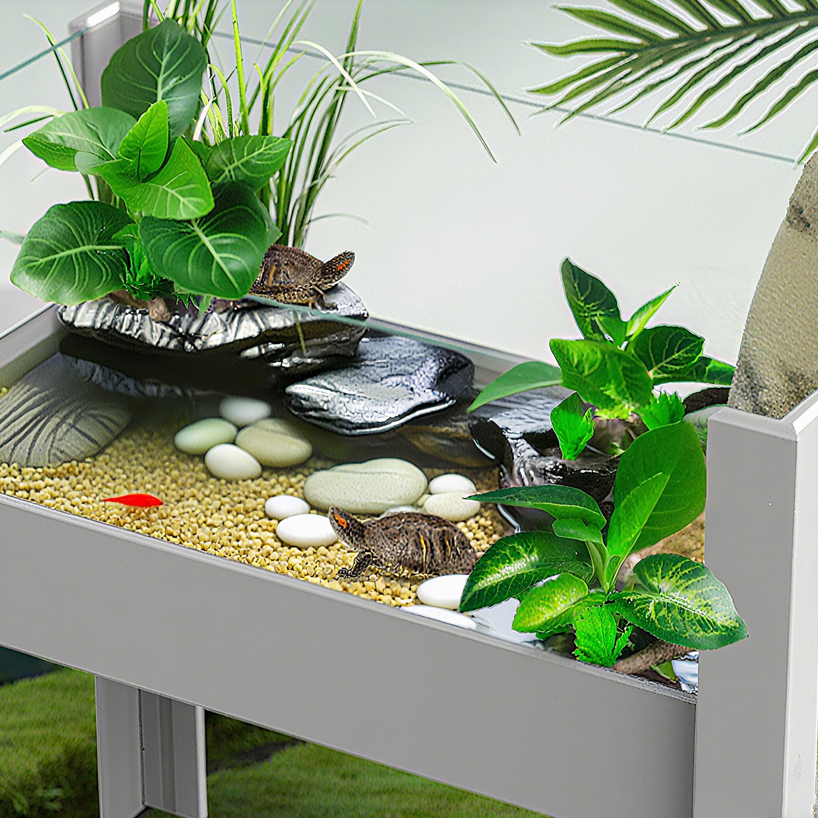 3 Pièces Plante Artificielle Exterieur, Decoration Aquarium Fleur Artificielle, Plante Artificielles Interieur Gazon Artificiel, Plantes Artificiella Décoration Aquarium pour Artificielles