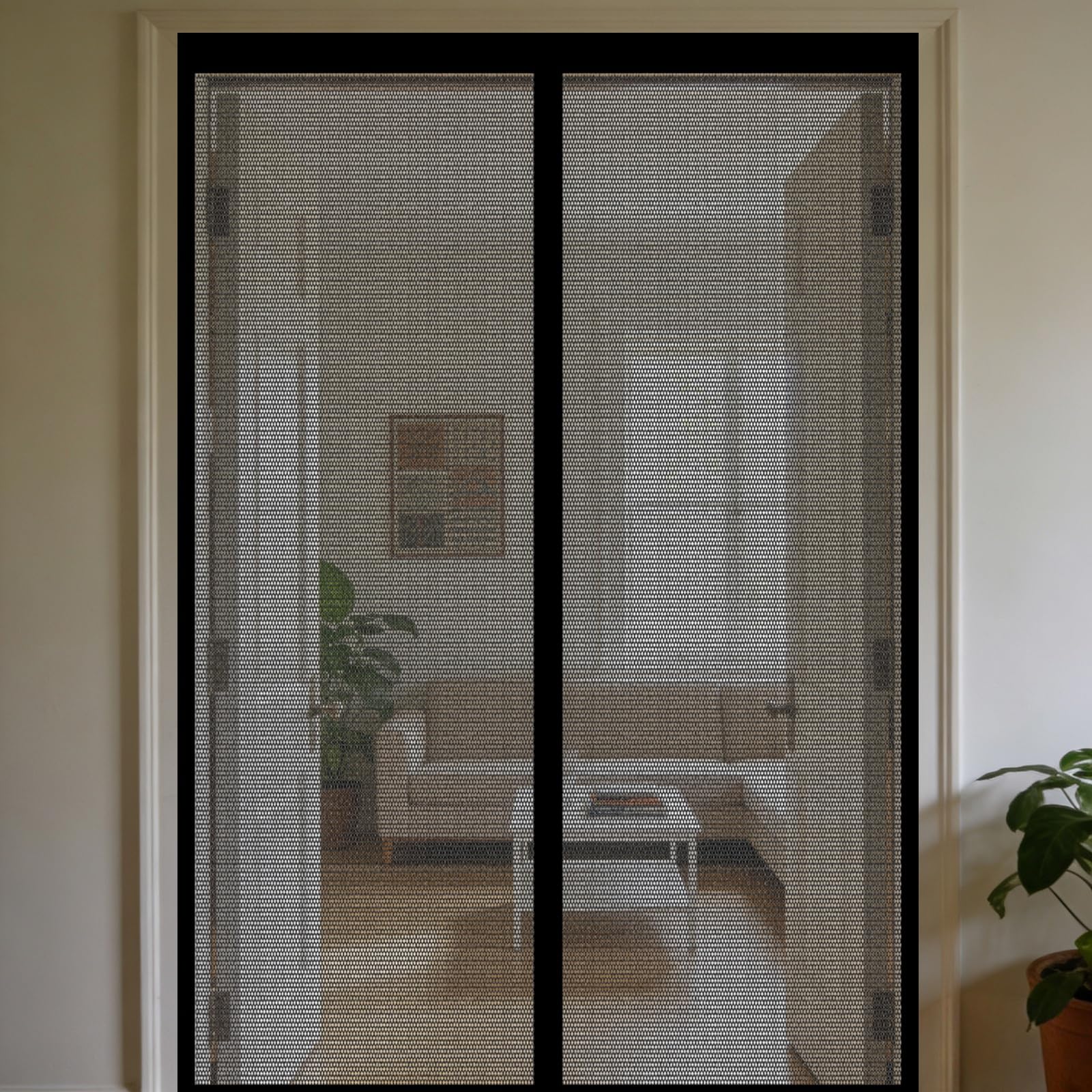 Moustiquaire magnétique 172 x 280 cm pour porte extérieure noire