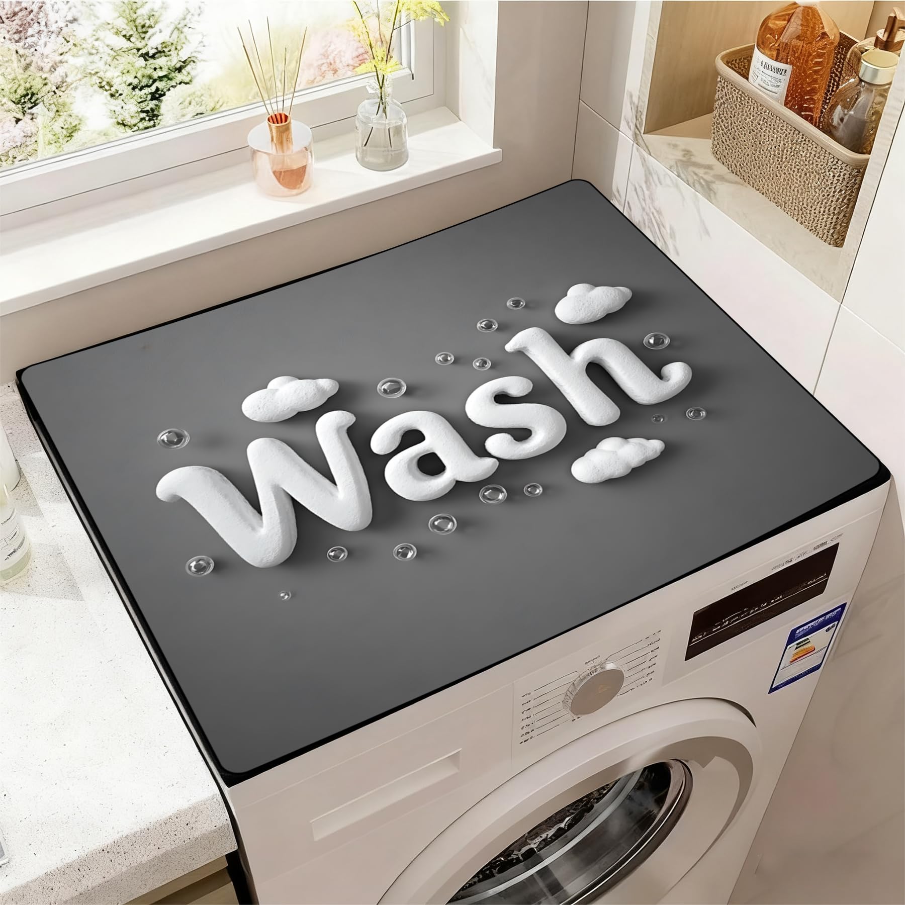 Washer and Dryer Covers for the Top, Non-slip Dryer Top Protector Mat, Dust-proof Washing Machine Cover, 23.6" x 19.7" (wash, 23.6" x 19.7")