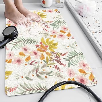 MiZuH Shower Mats Non Slip Without Suction Cups, 39x47in/3.3x4ft, Bath Mat for Tub Surface, Loofah Mats for Shower and Bathroom, Quick Drying