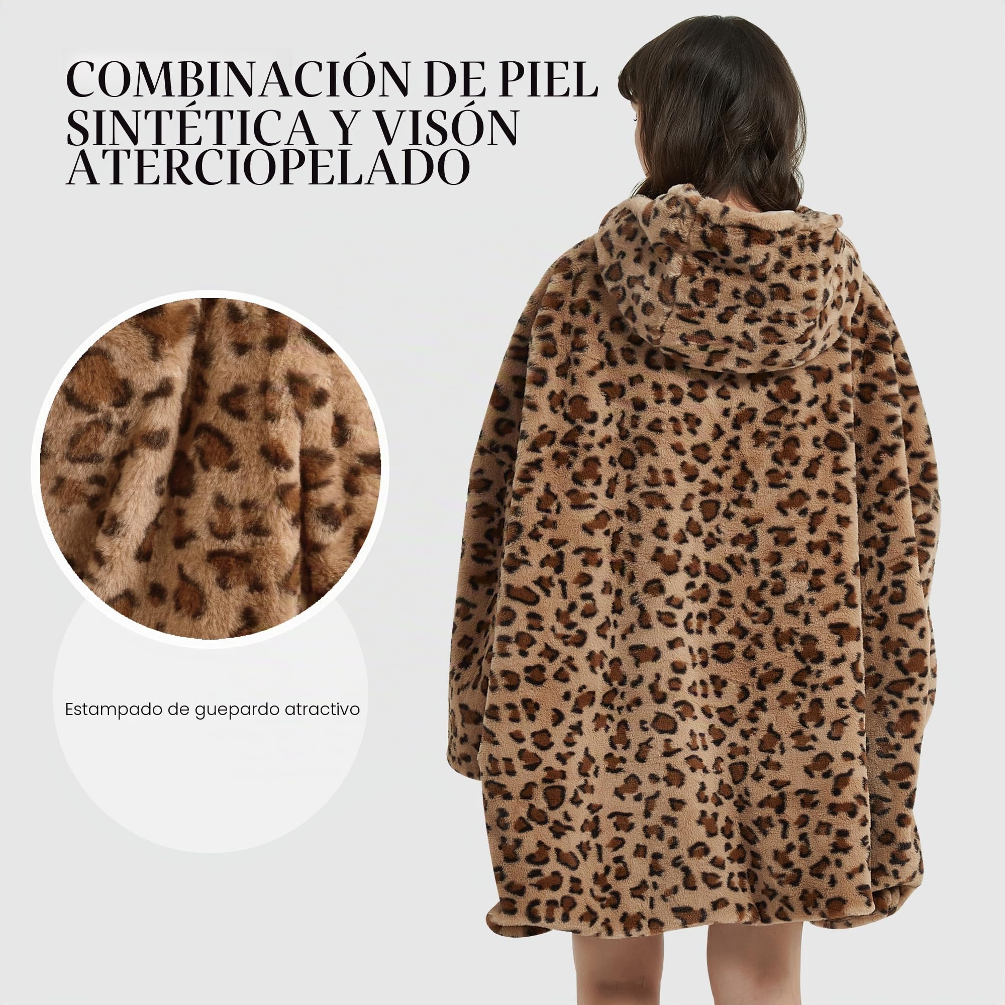 Viviland Sudadera con capucha de gran tamaño, súper suave, cálida, cómoda, con bolsillo frontal grande, regalo para mujeres, hombres, adolescentes y niños, marrón
