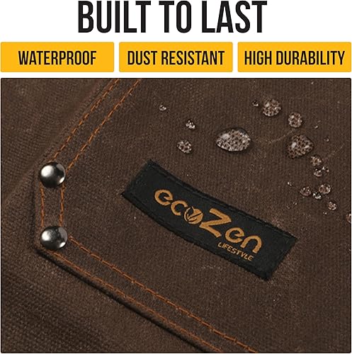 Miniatura 5 de Woodworking Shop - Delantal de trabajo de lona encerada de 16 onzas  Soporte de cinta de metal totalmente ajustable para adaptarse cómodamente a las