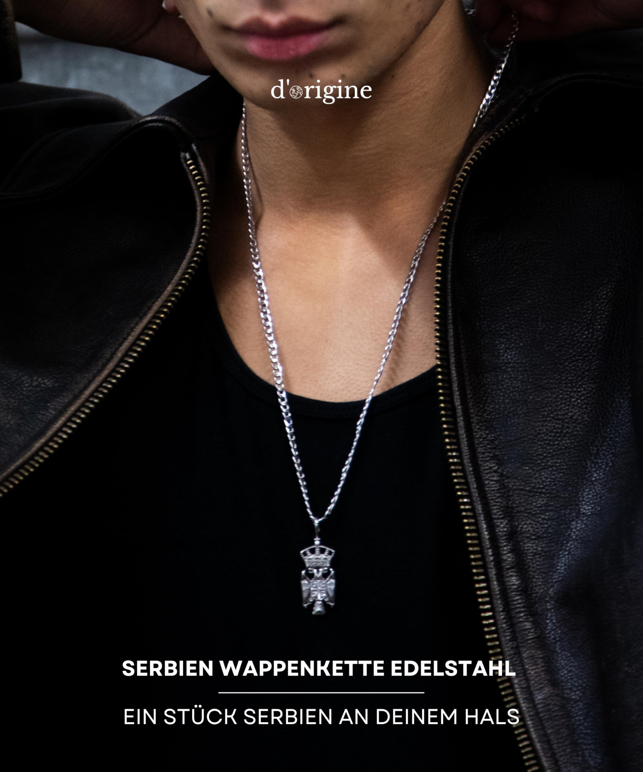 d'origine Serbien Adler Kette Herren – Serbisches Wappen (Edelstahl)