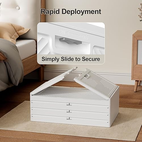 Miniatura 5 de JOYMOOP Organizador plegable de almacenamiento, caja de almacenamiento plegable de 49.6 cuartos de galón con ruedas y puerta, contenedor de