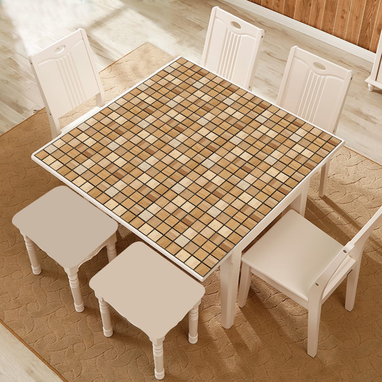 LMYSXAOZ Tile Stickers Brown Geometry Stick on Kitchen Tiles Self Adhesive Wall PVC Peel and Covers Transfers Oil-Proof Splashbacks for Walls Removable 15x15cm/10 Pcs