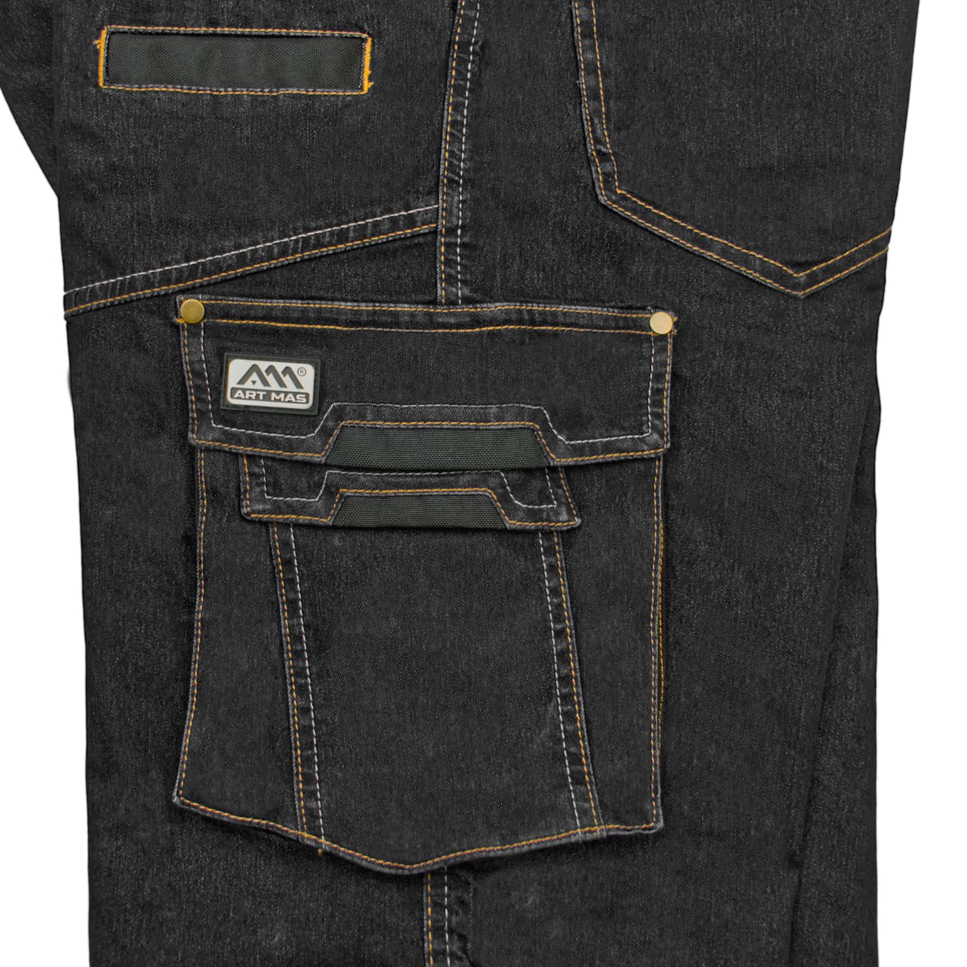 ART.MAS COLEMANN Short de travail en jean pour homme - Short de travail jusqu'au genou - 12 poches - Stretch 265 g/m² - Short robuste pour le travail et les loisirs