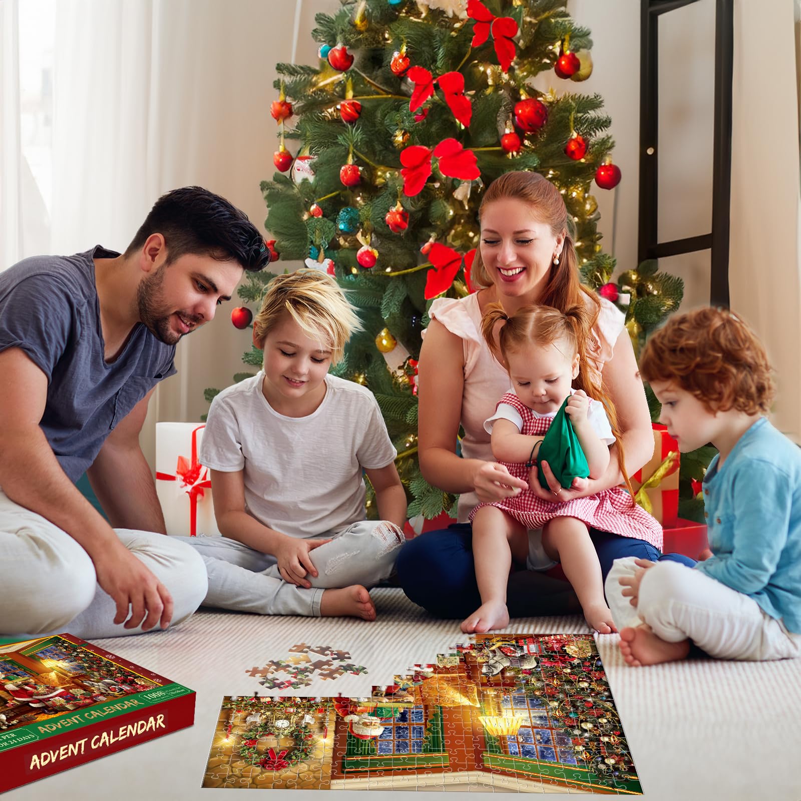 Alihoo Weihnachts-Adventskalender 2024 – 24 Puzzle-Boxen Mit 1008 Teilen – Countdown Bis Weihnachten Für Familie & Kinder (Lila)