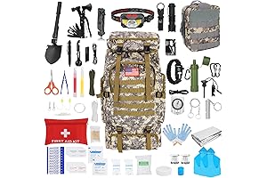 Survival Gear Professional Kit and Large Military Backpack, First Aid Kit