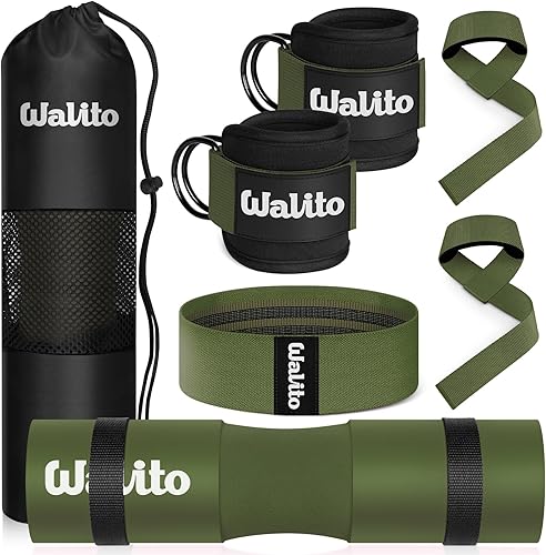 Miniatura 12 de WALITO 7Pcs Barbell Pad Set for Hip Thrust - Squat Pad,Gym Accessories for Women with Bar Bad,Bench Press, with Gym Ankle Straps,Resistance Bands